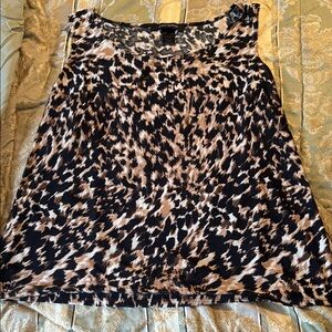 Ashley Stewart Black and Tan Boxy Sleeveless Blouse